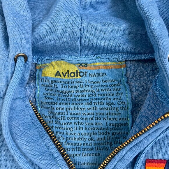 EUC Aviator Nation Rainbow Rib Zip Hoodie Light Blue Sz XS - Picture 8 of 12